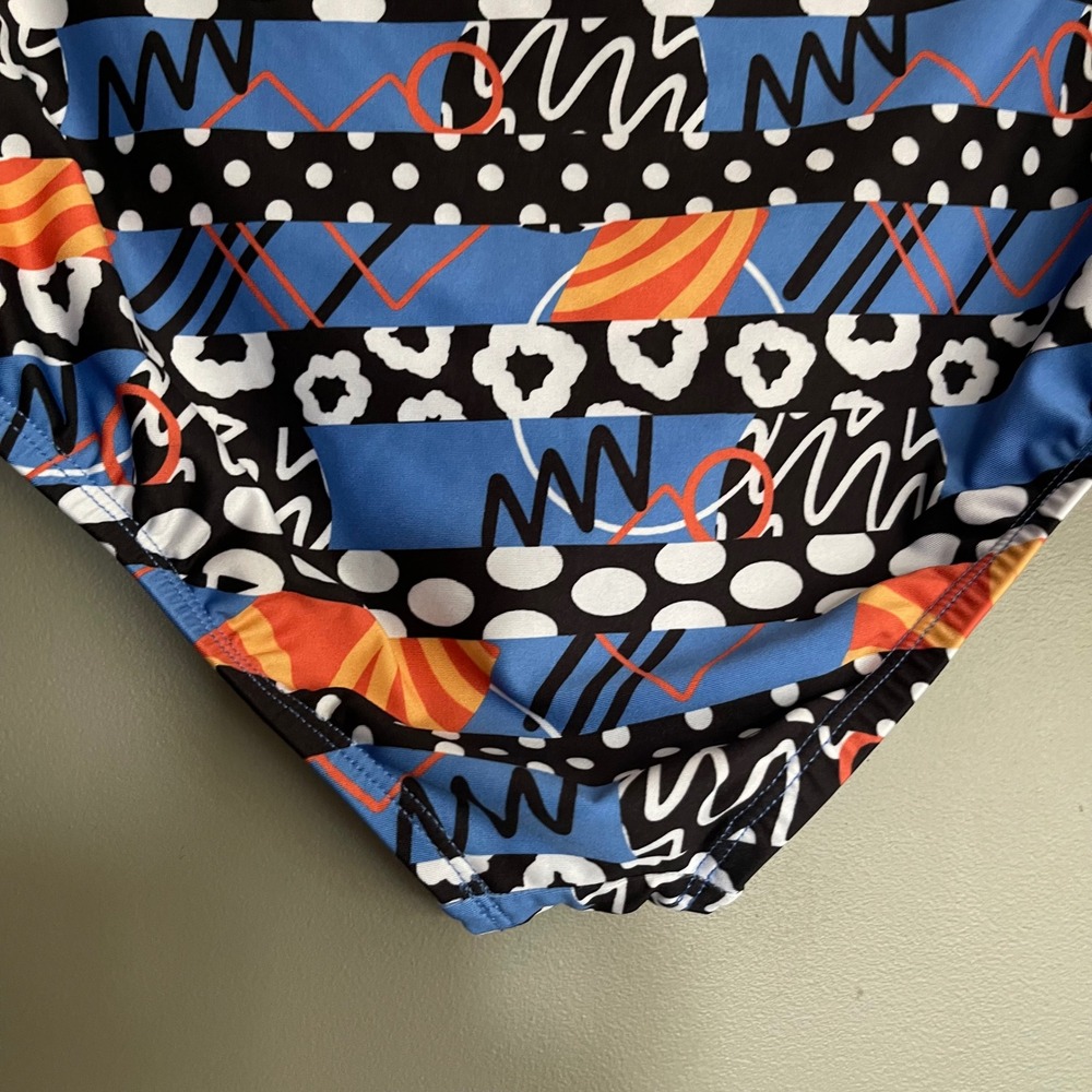 Anthropologie Lysa Seamed Bikini Bottoms Blue Orange Size Medium High Waist Chic - Picture 12 of 16